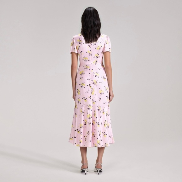 SELF-PORTRAIT Floral satin midi dress - Picture 2 of 10